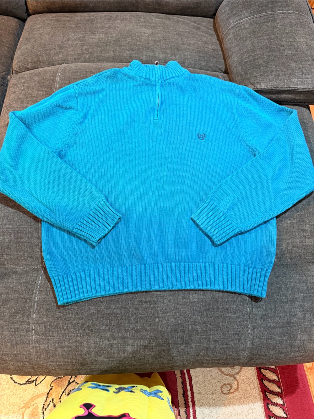 Chaps Men's Cotton Quarter-Zip Sweater in Blue XXL Like New